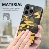 Voor iPhone 15 Retro Camouflage Leren Telefoonhoesje (Geel)