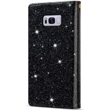 For Samsung Galaxy S8+ Multi-card Slots Starry Sky Laser Carving Glitter Zipper Horizontal Flip Leather Case with Holder & Wallet & Lanyard(Black)