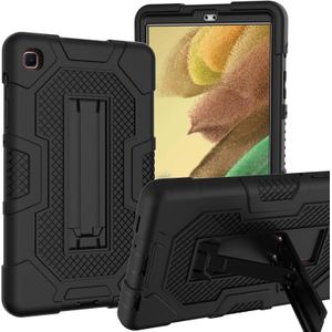 For Samsung Galaxy Tab A7 Lite T220 / T225 Contrast Color Robot Shockproof Silicone + PC Protective Case with Holder(Black)