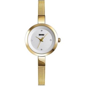 SKMEI 1390 Ladies Business Casual Watch Steel Band Lightweight Quartz Watch(Golden)