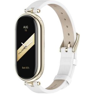 Voor Xiaomi Mi Band 8 Mijobs eerste laag koeienhuid horlogeband (wit licht goud)