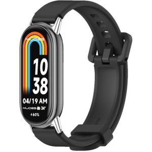 Voor Xiaomi Mi Band 8 Mijobs siliconen ademende horlogeband (zwart zilver)