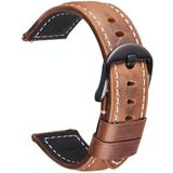 Smart Quick Release Watch Strap Crazy Horse Leather Retro Strap For Samsung Huawei Size: 20mm  (Dark Brown Black Buckle)