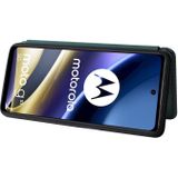 For Motorola Moto G51 5G Carbon Fiber Texture Magnetic Flip Leather Phone Case(Green)
