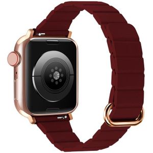 Magnetische horlogeband met omgekeerde gesp voor Apple Watch-serie 8 & 7 45 mm / SE 2 & 6 & SE & 5 & 4 44 mm (7 # wijnrood)