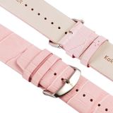 Kakapi for Apple Watch 42mm Crocodile Texture Classic Buckle Genuine Leather Watchband with Connector(Pink)