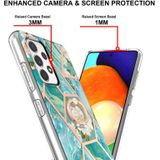 Voor Samsung Galaxy A33 5G splitsen marmeren bloempatroon TPU ringhouder (blauwe bloem)