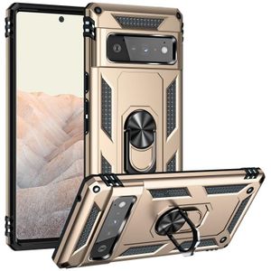 For Google Pixel 6 Pro Shockproof TPU + PC Protective Case with 360 Degree Rotating Holder(Gold)