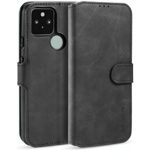 For Google Pixel 5 XL / Pixel 4A 5G DG.MING Retro Oil Side Horizontal Flip Case with Holder & Card Slots & Wallet(Black)