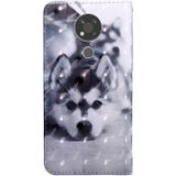 For Nokia 3.4 3D Painted Pattern Horizontal Flip TPU + PU Leather Case with Holder & Card Slots & Wallet & Lanyard(Husky)