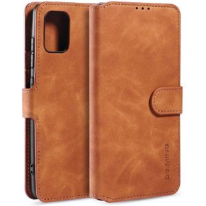For Galaxy A71 DG.MING Retro Oil Side Horizontal Flip Case with Holder & Card Slots & Wallet(Brown)