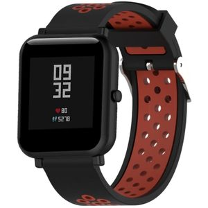 Double Colour Silicone Sport Wrist Strap for Xiaomi Huami Amazfit Bip Lite Version 20mm(Black Red)