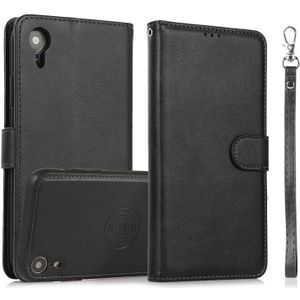 Calf Texture 2 in 1 Detachable Magnetic Back Cover Horizontal Flip Leather Case with Holder & Card Slots & Wallet & Photo Frame For iPhone XR(Black)