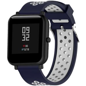 Double Colour Silicone Sport Wrist Strap for Xiaomi Huami Amazfit Bip Lite Version 20mm(White Blue)