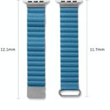 Magnetische lederen band horlogeband voor Apple Watch Series 7 45mm / 6 & SE & 5 & 4 44mm / 3 & 2 & 1 42mm (Silver Gesp White)