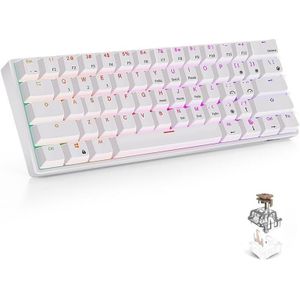 RK61 61 Keys Bluetooth / 2.4G Wireless / USB Wired Three Modes Brown Switch Tablet Mobile Gaming Mechanical Keyboard with RGB Backlight  Cable Length: 1.5m (White)