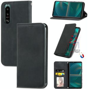For Sony Xperia 5 III Retro Skin Feel Business Magnetic Horizontal Flip Leather Case with Holder & Card Slots & Wallet & Photo Frame(Black)