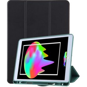 For iPad 10.2  Honeycomb Ventilation Foldable Deformation Horizontal Flip PU Leather Case with 3-Folding Holder & Pen Slot  & Smart Sleep / Wake-up(Black)