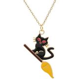 2 Sets grappige Halloween Cat overdreven oorbellen ketting (rode oorbellen+ketting)