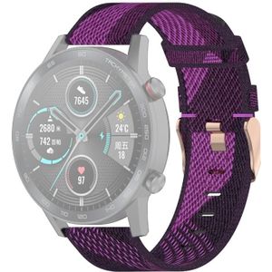 22mm Stripe Weave Nylon Wrist Strap Watch Band for Huawei GT / GT2 46mm  Honor Magic Watch 2 46mm / Magic (Purple)