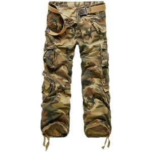 Atletische overall voor heren  casual broek met meerdere zakken  maat: 34 (camouflage geel)