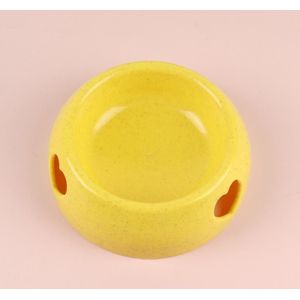 3 PCS Dog Bowls Plastic Love Single Bowl Pet Bowl Cat Food Bowl Small(Yellow)
