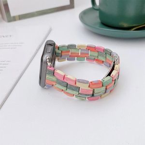 Wooden Bead Woven Watchband For Apple Watch Series 6 & SE & 5 & 4 44mm / 3 & 2 & 1 42mm(Rainbow A)