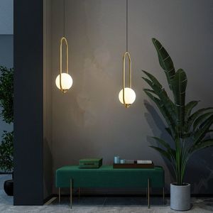 Restaurant Chandelier Single Head Creative Personality Simple Modern Copper Lamp with 5W Three-Color Light  Shape Style:Oval B2