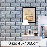 Silver Grey Brick Creative 3D Stone Brick Decoration Wallpaper Stickers Bedroom Living Room Wall Waterproof Wallpaper Roll  Size: 45 x 1000cm