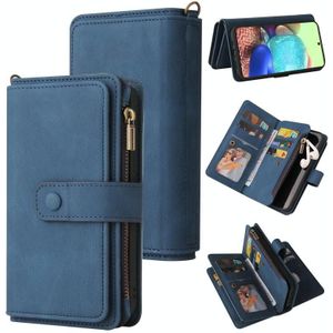 Voor Samsung Galaxy A71 5G Huid Feel PU + TPU Horizontale Flip Lederen Case met Houder & 15 Kaarten Slot & Portemonnee & Rits Pocket & Lanyard