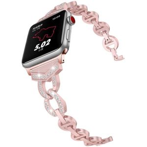 8-shaped VO Diamond-studded Solid Stainless Steel Wrist Strap Watch Band for Apple Watch Series 3 & 2 & 1 38mm(Pink)