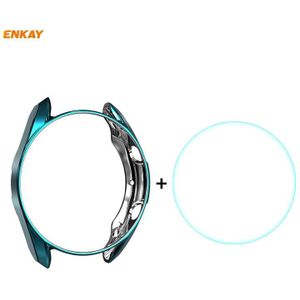 For Samsung Galaxy Watch 3 41mm 2 in 1 ENKAY Hat-Prince Electroplate Soft TPU Case + 0.2mm 9H 2.15D Curved Edge Tempered Glass Film(Cyan)