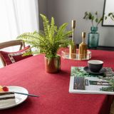 Solid Color Waterproof Tablecloth Linen Rectangular Tablecloth  Size:140x300cm(Red)