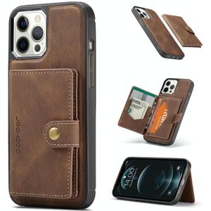 JEEHOOD Retro Magnetic Detachable Leather Case with Wallet & Card Slot & Holder For iPhone 12 Pro Max(Brown)