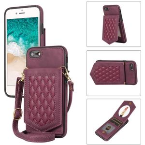 Voor iPhone 6s Plus / 6 Plus Rhombic Texture RFID-telefoonhoes met Lanyard & Mirror