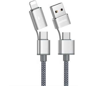 REMAX RC-020t 2.4A Aurora Series 4 in 1 Data Snyc Charging Cable  Cable Length: 1m (Silver)