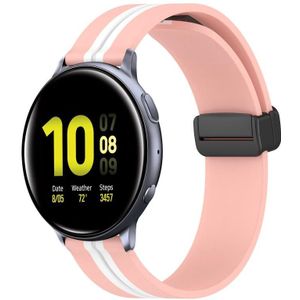Voor Samsung Galaxy Watch Active 2 40 mm 20 mm opvouwbare magnetische sluiting siliconen horlogeband (roze + wit)