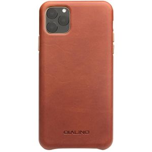 For iPhone 11 Pro QIALINO Shockproof Cowhide Leather Protective Case(Light Brown)