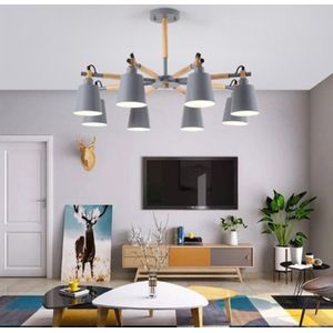 Living Room Super Bright Simple Modern Atmosphere Home Restaurant Bedroom Lamp Macaron Ceiling Lamp  8 Heads (Grey)