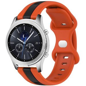 Voor Samsung Gear S3 Classic 22 mm vlindergesp tweekleurige siliconen horlogeband (oranje + zwart)