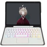 A07B-AS Lambskin Pen Slot Touch Pad Backlight Bluetooth Keyboard Leather Tablet Case voor iPad 9.7 2018 & 2017 / Pro 9.7 / Air 2 (Rose Gold)