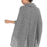 Long Hooded Bat Sleeves Top Sweater (Color:Light Grey Size:One Size)
