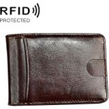 KB186 Antimagnetic RFID Mini Crazy Horse Texture Leather Billfold Card Wallet for Men and Women (Coffee)