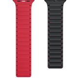 Voor Apple Watch 38 mm magnetische lus siliconen horlogeband (zwart rood)