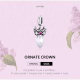 S925 Sterling Silver Ornate Crown Pendant DIY Bracelet Necklace Accessories