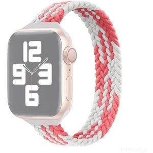 Small Taille Single Loop Nylon Vlecht Vervanging Horlogeband voor Apple Watch Series 7 41mm / 6 & SE & 5 & 4 40 MM / 3 & 2 & 1 38mm  Grootte: M 145mm (Z Pattern-Pink White)
