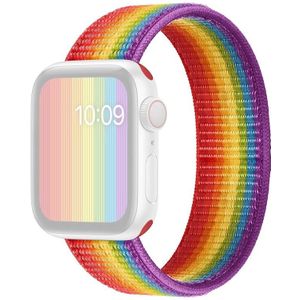 Enkele lap nylon vervangende horlogeband  maat: XS 135mm voor Apple Watch Series 6 & SE & 5 & 4 44mm / 3 & 2 & 1 42mm (Rainbow)