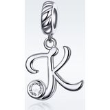 S925 Sterling Silver 26 English Letter Pendant DIY Bracelet Necklace Accessories  Style:K
