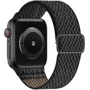 W Texture Nylon Strap voor Apple Watch Series 7 45mm / 6 & SE & 5 & 4 44mm / 3 & 2 & 1 42mm (Black Rainbow)