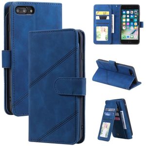 Skin Feel Business Horizontal Flip PU Leather Case with Holder & Multi-Card Slots & Wallet & Lanyard & Photo Frame For iPhone 8 Plus / 7 Plus(Blue)